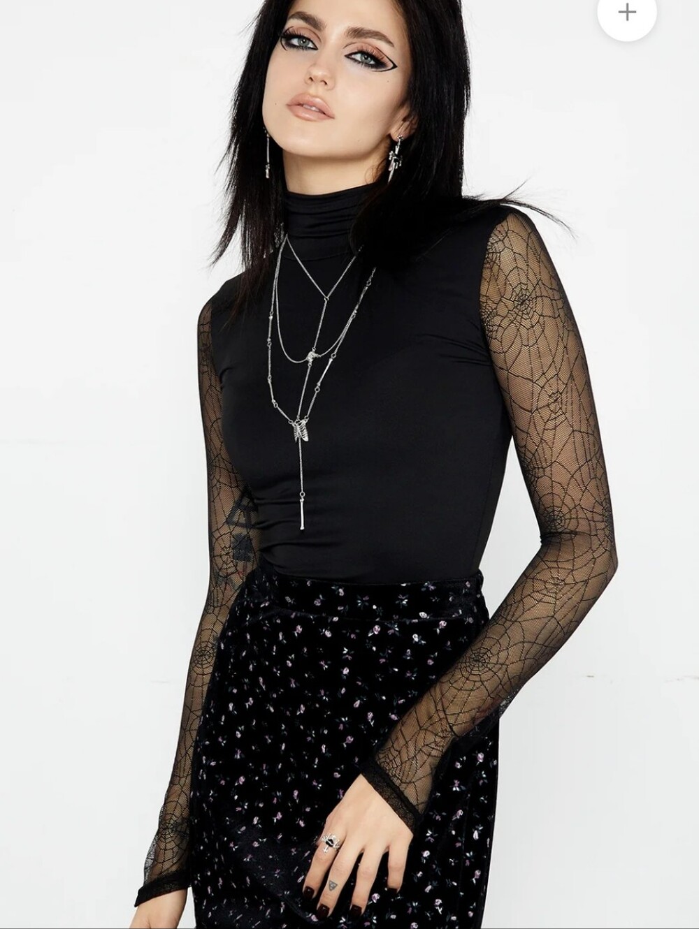 Disturbia High Neck Spider Web Bodysuit